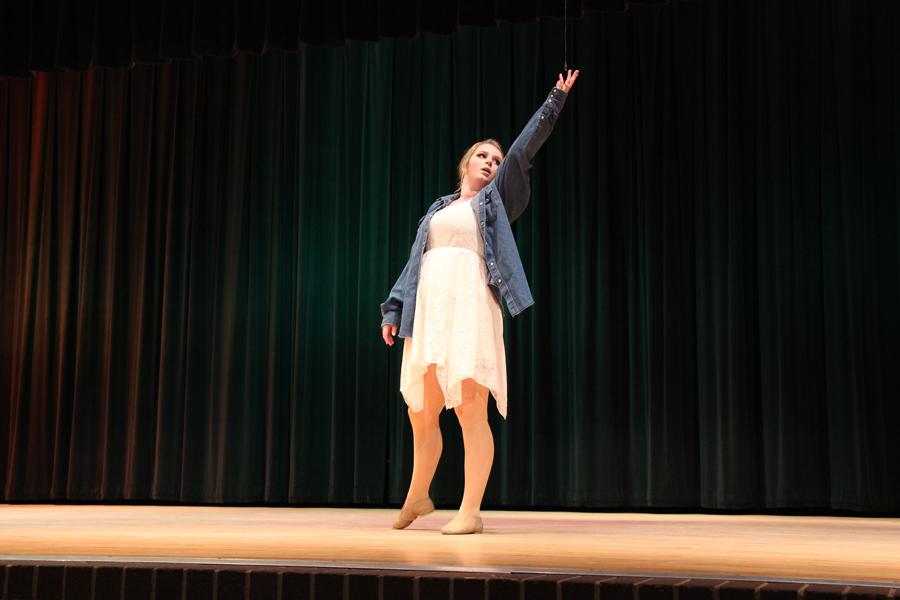 Senior Katelin Free dancing at the talent show.
Photo by: Sidney Walker