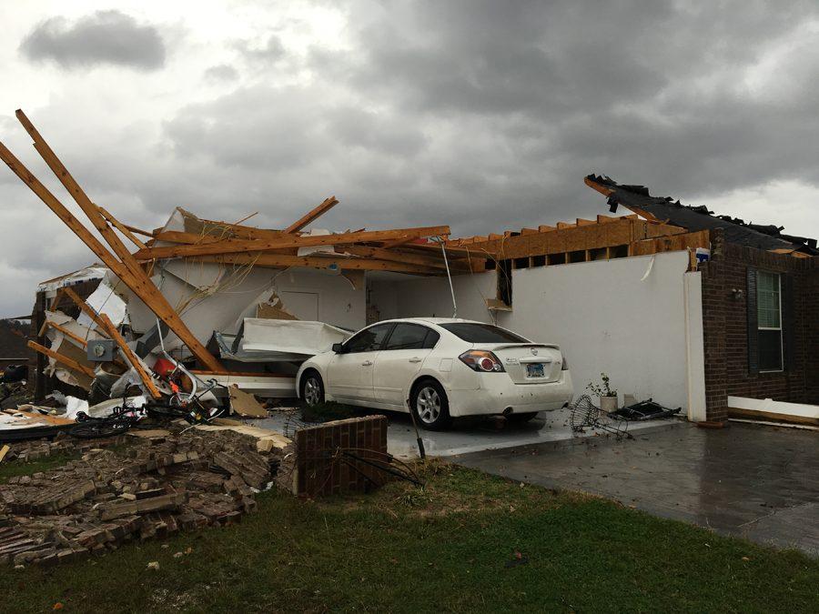 Rain continues to fall after the December tornado damages student Avery McMurrays home. 