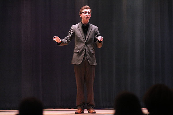 Evan delivers an extemporaneous speech