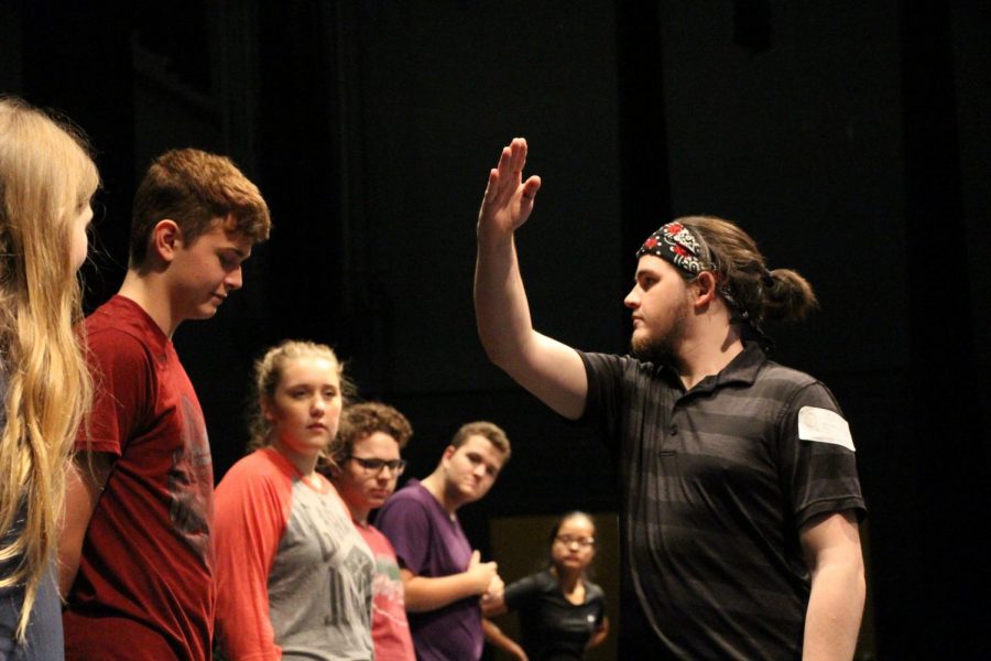 Combat Instructor, Michael Murray, demonstrates proper stage combat. This class was in preparation for the upcoming production of Taming of the Shrew.  