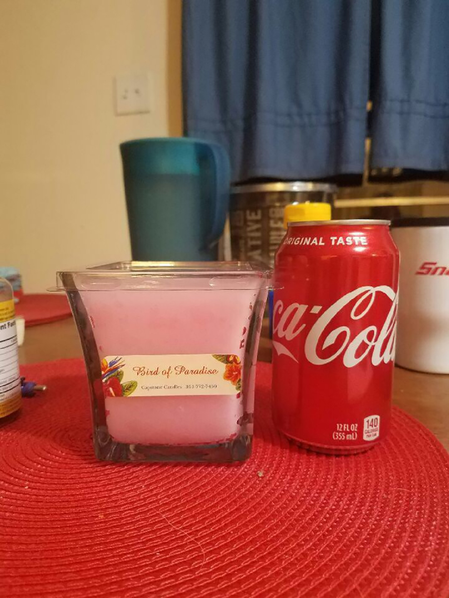 The candles are roughly the size of a coke can. Each candle is $15 dollars which is the cost to make fill a shoebox with necessities. 