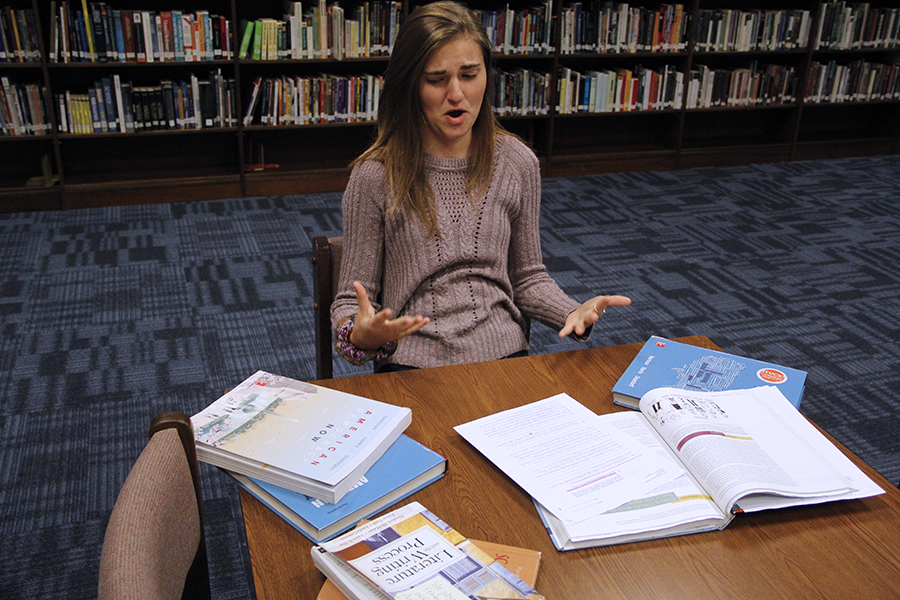 Kaitlyn Barrington studies for many different classes. This describes the stress of a high school student trying to plan for their future. 