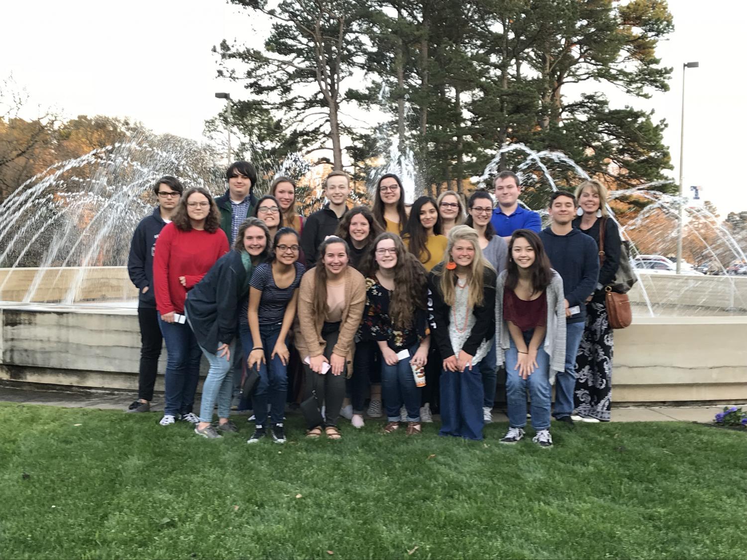 The AP United History Class takes a group picture after attending a lecture by Dan Rather. The class received the tickets through a Boylan grant.