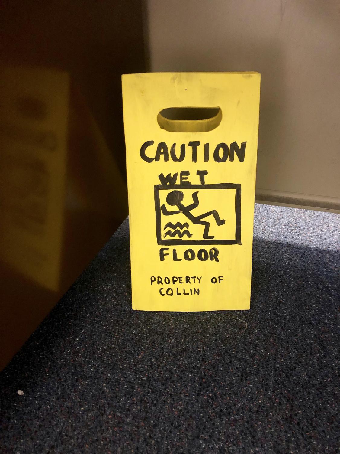 Megan Bolwerks son received a custom wet floor sign recently.