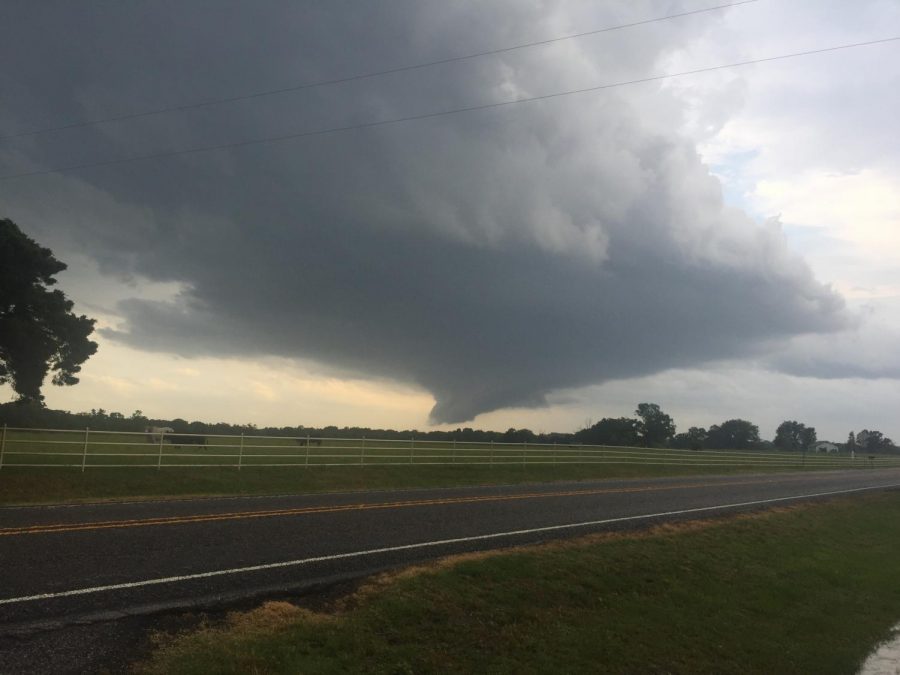 Clouds were rotating forming a tornado in the distance. This was the start of the storm that wrecked Van in May 2019.