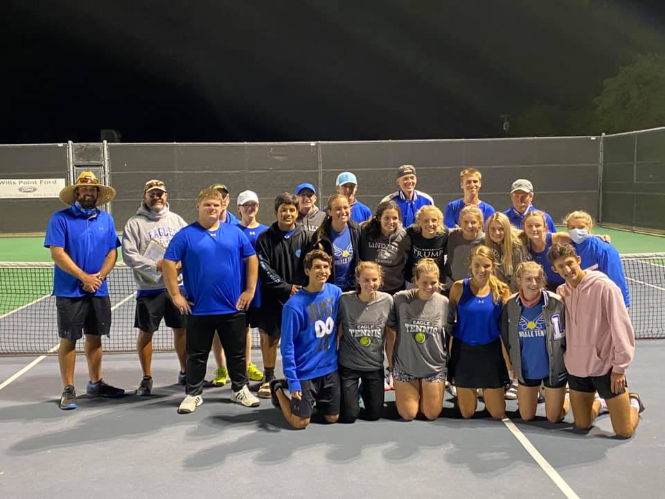 The tennis team wins 10-9 against Wills Point. They are ranked 11 in the state.