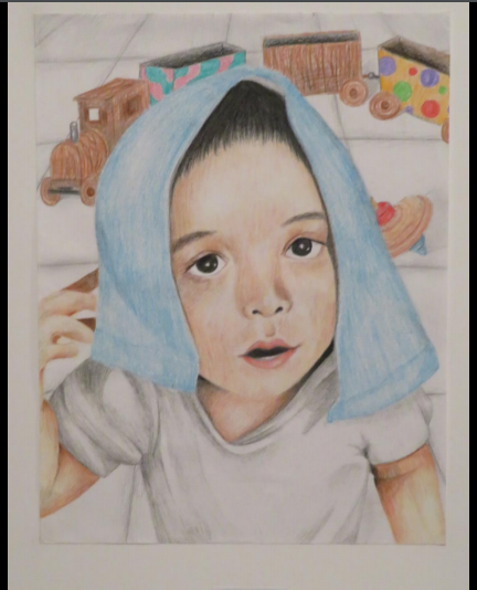 This piece was created by Alisa Thane in 9th grade titled Adam and was awarded third place.