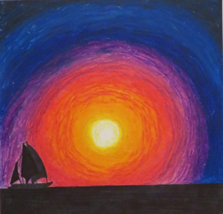 This piece was created by Julia Montgomery in 9th grade titled Smooth Sailing.