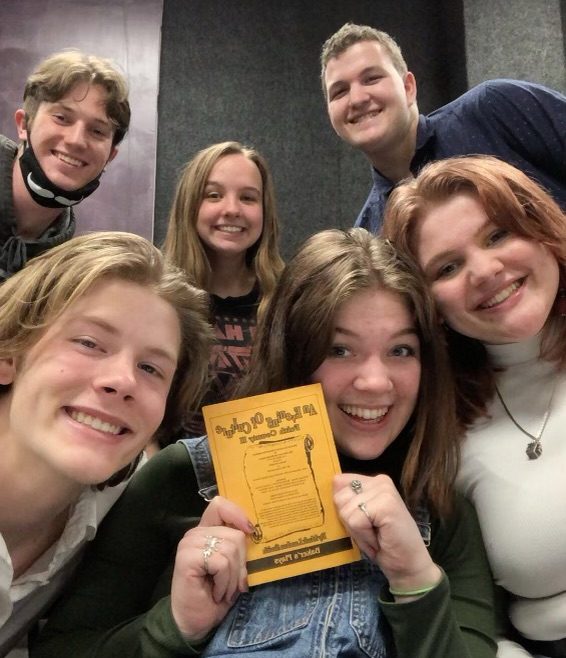 Seniors Cameron Hilliard, Allison Somes, Sonny Mauldin, Kayleigh Horstkamp and Ben Watters pose for a picture during auditions. Tentative show dates are May 13, 14 and 16, 