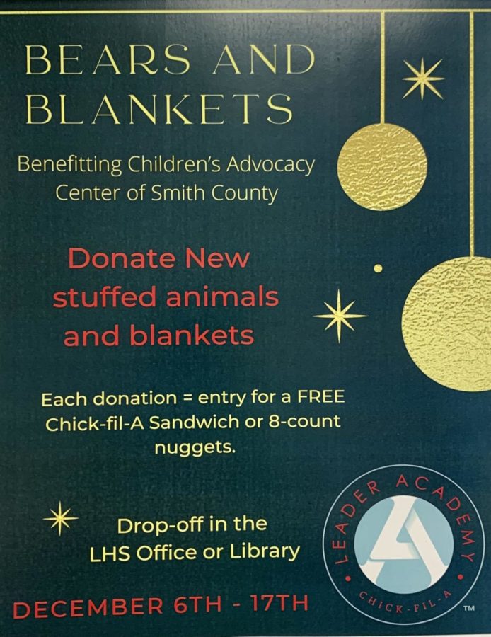 One of the posters around the school promoting the Bears and Blankets event.