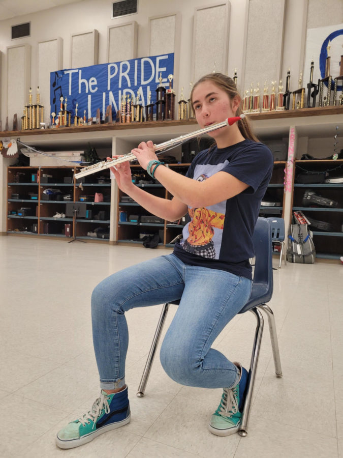 Sophomore Nichole hines practices her solo for solo and ensemble.