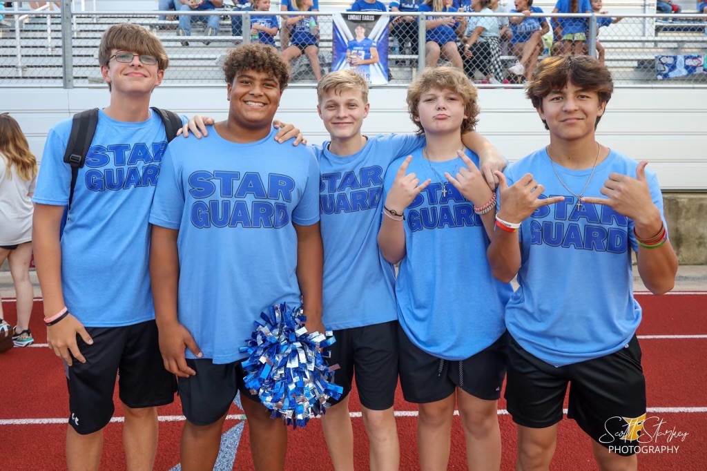 The starguards from left to right are Caleb Millican, Cameron Griffin, Chris Brown, Blake Philen, and Daxton Derfelt.