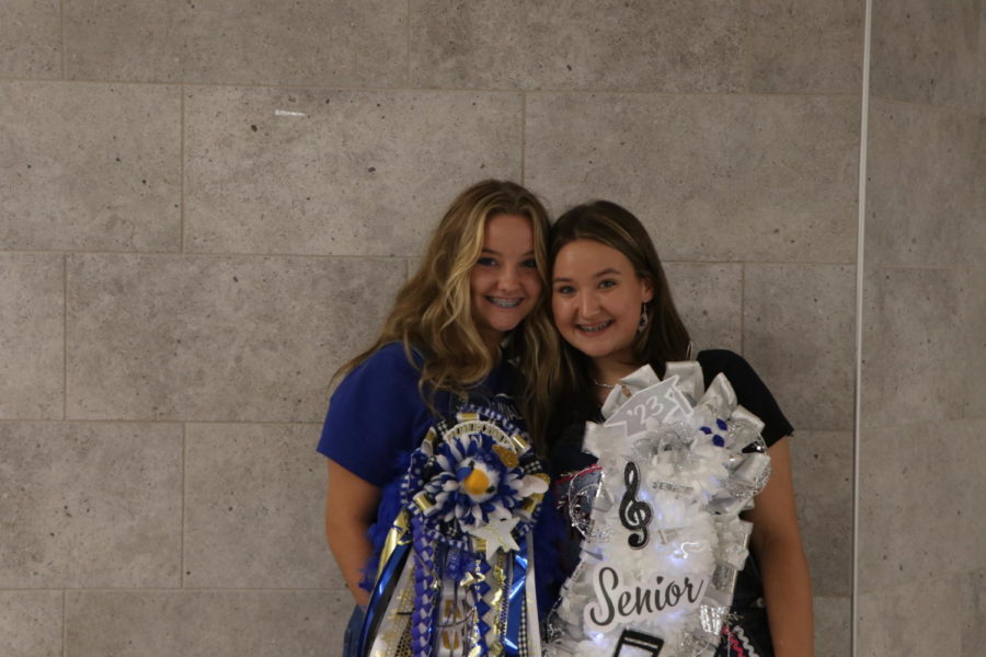 Sisters Aubrey and Kayley Travis dress up for blue out day.