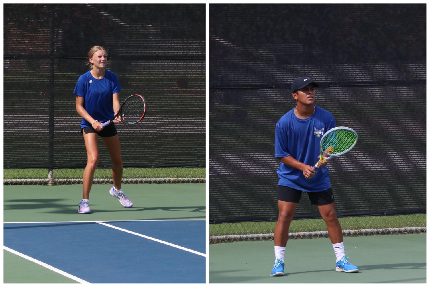 Junior Emilio Rodriguez and senior Bailee Lane are the top tennis players on the varsity team.