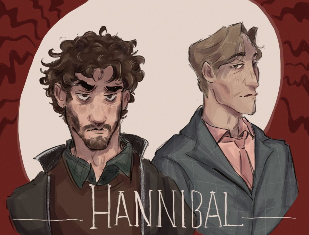 A digital drawing of characters from the TV show Hannibal. This art was done by Laila Lindsey.