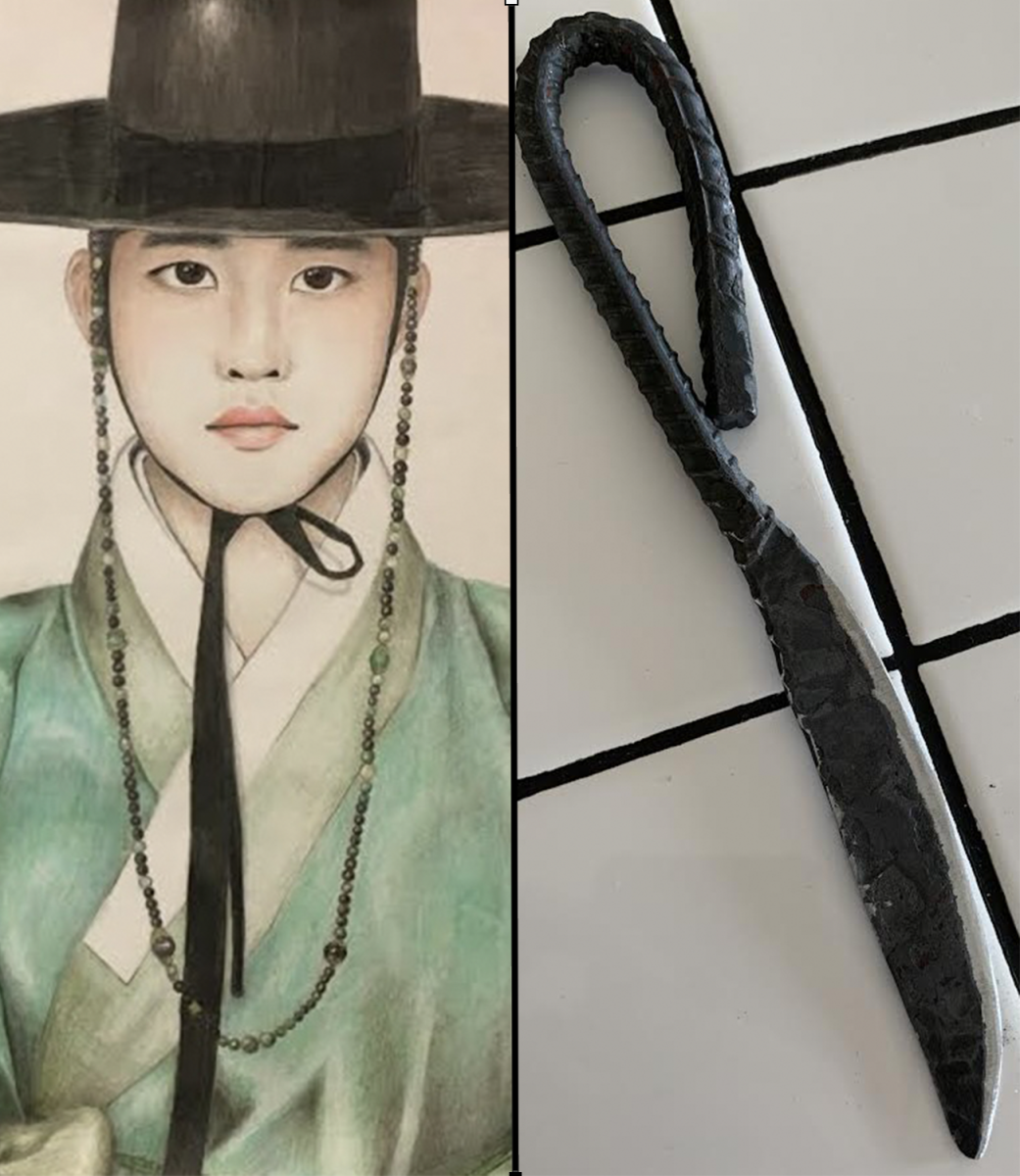 Left: Artwork by Alisa Thane called Kyung Soo. Right: Artwork by Dee Hill of a knife. Photos provided by Thane and Hill.