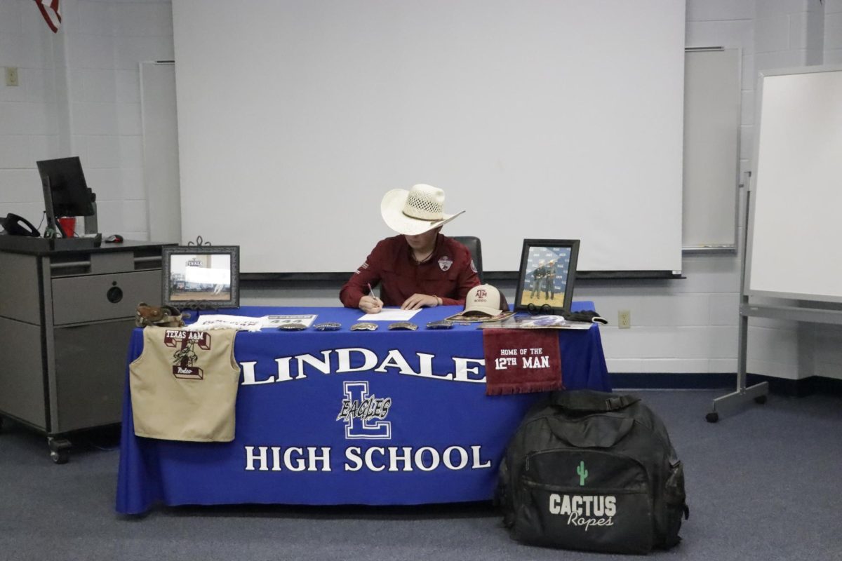 Senior Kye Wedemeyer signs to the A&M Rodeo Team. He will attend in the fall.