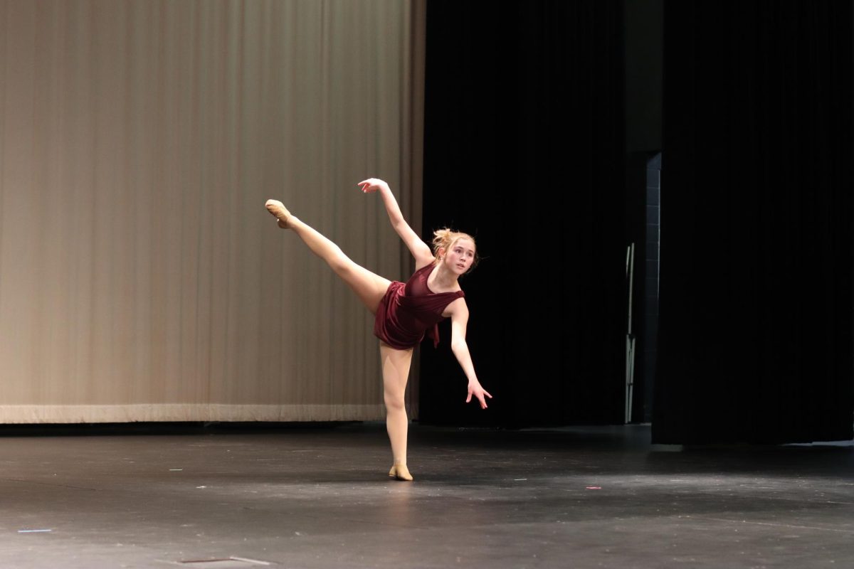 Freshman Emma Deslatte performs her talent of dancing. She danced to Holland by Novo Amor. 